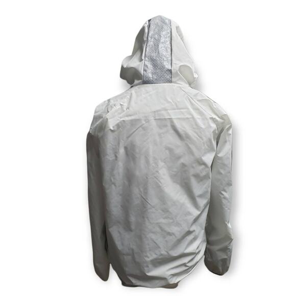 Victoria Secret PINK White / Gray Hooded Windbreaker Jacket Kangaroo Pocket - Picture 4 of 12